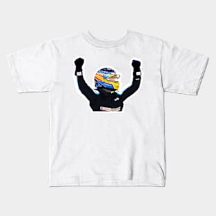 Fernando Alonso celebrating his podium finish at the 2021 Qatar Grand Prix Kids T-Shirt